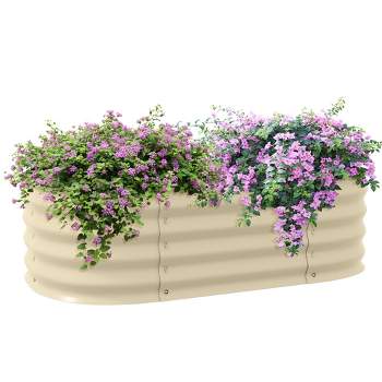 Outsunny Galvanized Raised Garden Bed Kit, Metal Planter Box with Safety Edging
