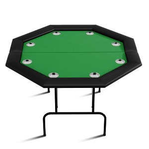 8-Player Foldable Octagon Poker Table with Cup Holders, Casino Game Table for Texas Hold'em, Blackjack, Card Night, Steel Cup Holder - 1 of 4