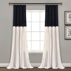 Home Boutique Linen Button New Window Curtain Panel Black/White Single 40x108 - 1 of 1
