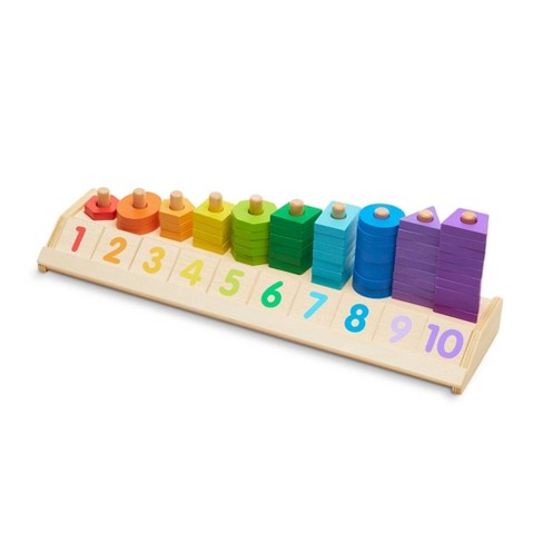 Counting Shape Stacker Wooden Educational Toys for Kids Math Early Learning 