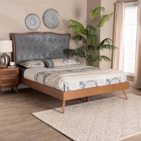 Baxton Studio Queen Hawthorn Fabric And Wood Platform Bed Gray