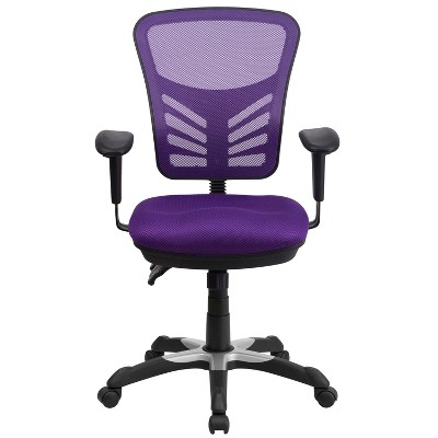 Mid-Back Purple Mesh Executive Swivel Office Chair with Adjustable Arms