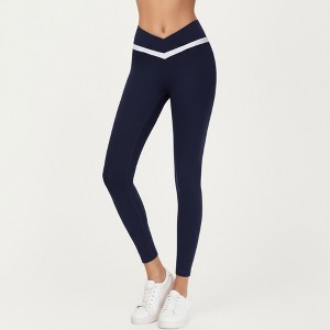 Anna-Kaci Active Women's Crossover Waist Colorblock Full Length Leggings with Stretch Fit Fabric and Contoured Silhouette - 1 of 4