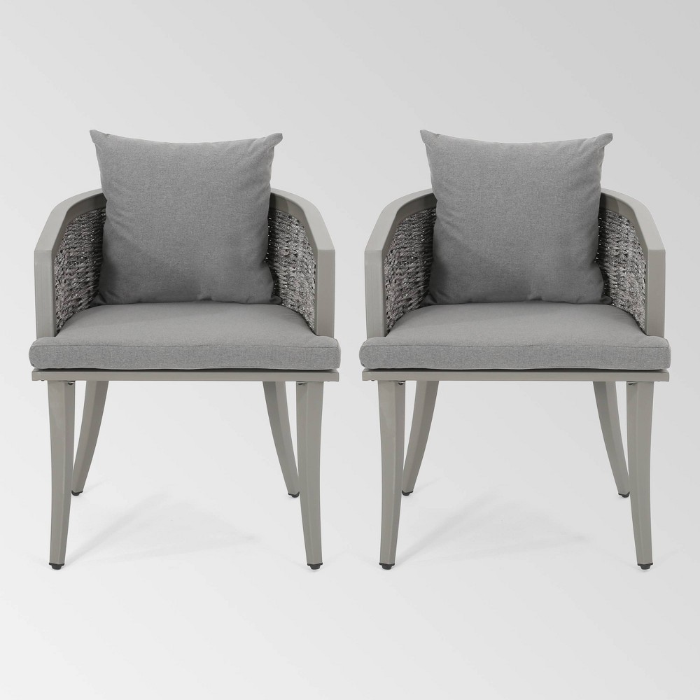 Photos - Garden Furniture Pebble Set of 2 Wicker Boho Club Chairs - Gray - Christopher Knight Home