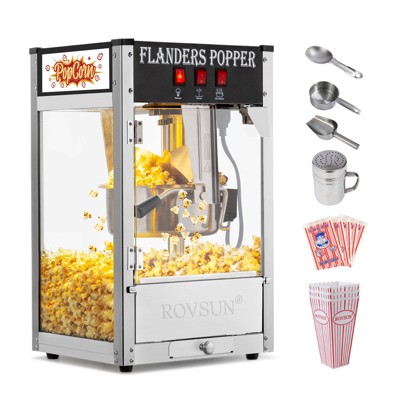 ROVSUN Popcorn Machine Movie Theater Style with 8 Ounce Kettle Makes Up to 32 Cups, Countertop Popcorn Maker Commercial Popcorn Machine
