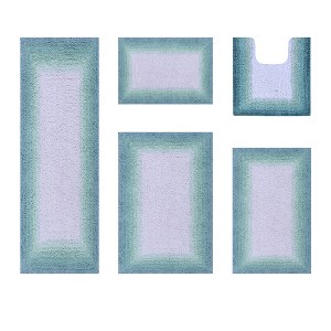 Torrent Collection 5 Piece 100% Soft Cotton Tufted Weave Bath Rug Set, Ombre Pattern, Super Soft & Absorbent, Machine Washable Bathroom Mats - 1 of 4