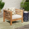 Coolbibila Mid Century Modern Outdoor Wood Club Arm Chair,Slat Design Acacia Wood Lounge Chair,Patio Cushion Side Chair for Pool,Garden - 2 of 4