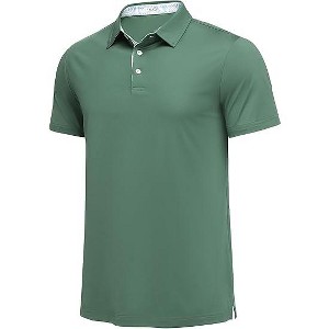 Pinspark Men's Dry Fit Golf Shirts Moisture Wicking Performance Polo Shirts for Men Summer Print Golf Polo Shirt Short Sleeve Green S - 1 of 4