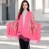 Anna-Kaci Women's Floral Mandala Embroidered Scarf with Fringed Edges and Lightweight Fabric - 4 of 4