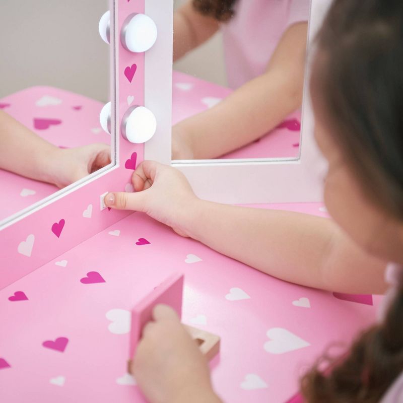 Little Princess Gisele Sweethearts Kids&#39; Vanity with LED Lights White/Pink - Fantasy Fields by Teamson Kids, 4 of 9