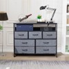 DOMETOUR 38" Wide Wooden Cabinet with 7 Fabric Storage Drawers and Wood Top, Grey - 2 of 4