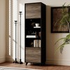 FUFU&GAGA Vertical Storage Cabinet Bathroom Cabinet Kitchen Cabinet with Wood Grain and Black Finish LED Lit Organizer for Home Office/Living Room - 4 of 4