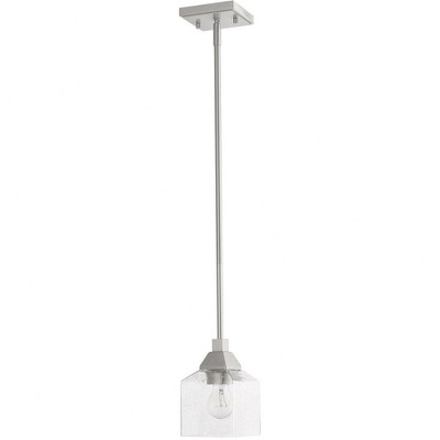 Brushed Nickel Mini Pendant with Clear Seeded Glass Shade