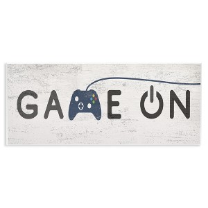 Stupell Industries Game On Video Gamer Phrase Blue Vintage Controller, 17" x 7" - 1 of 4