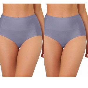 Allegra K Women's Tummy Control Unlined High-Waisted Breathable Hipster Underwear 2 Packs - 1 of 4