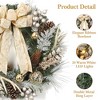 24-Inch Pre-Lit Christmas Wreath with 20 LED Lights, Gold Ball Ornaments, Bows & Antlers, Holiday Garland for Home Decoration, Champagne Gold - 3 of 4