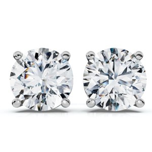 Pompeii3 1Ct TW Round Diamond Studs 14k Gold Lab Created - 1 of 4