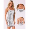 Allegra K Women's Spaghetti Straps Lace-up Mini Party Sparkle Glitter Bodycon Dress - 2 of 4