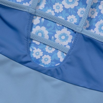 Lands' End Kids Chlorine Resistant Reversible One Piece Swimsuit - Small - Blue Poppy Floral — фото 4