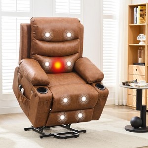 Power Lift Recliner Chair for Elderly, Oversized Electric Lift Chair with Heat and Massage, PU Leather Adjustable Recliner - 1 of 4