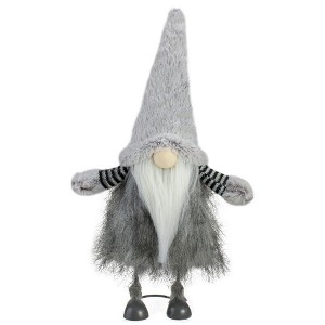 Northlight Bouncing Gnome with Shaggy Beard Christmas Figure - 17" - Gray and Black - 1 of 4