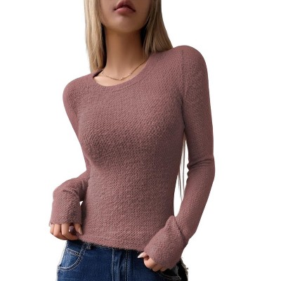Women's Pullover Long Sleeve Crew Neck Textured Knit Sweater