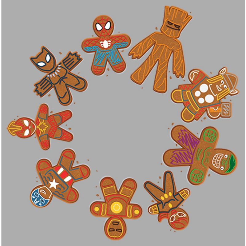 Boy's Marvel Christmas Gingerbread Cookie Circle T-Shirt, 2 of 6
