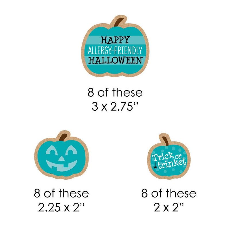 Big Dot of Happiness Teal Pumpkin - Diy Shaped Halloween Allergy Friendly Trick or Trinket Cut-Outs - 24 Count, 2 of 5