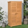 WELLFOR 100 gal Fir Wood Outdoor Storage Tool Cabinet Deck Box Natural Wood - 2 of 4