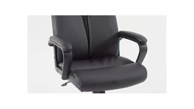 High Back Leather Executive Swivel Office Chair with Slight Mesh Accent and Arms Black - Riverstone Furniture, 2 of 6, play video