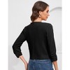 Women’s Open Front Crop Blazer 3/4 Ruched Sleeve Slim Fit Solid Jacket Lightweight Cardigan - 4 of 4