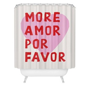 Deny Designs thespacehouse More Amor Por Favor Pink Red Shower Curtain Pink - 1 of 3