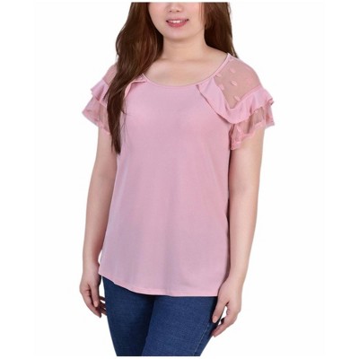 NY Collection Womens Short Dot Pullover Blouse