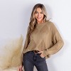 Women's Light Brown Round Neck Long Sleeve Sweater - Cupshe - 4 of 4