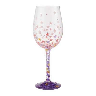 Love 15 oz Handpainted Wine Glass Lolita Red Purple Rose Flowers 