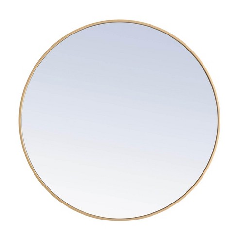 Elegant Lighting Metal Frame Round Mirror 36 Inch Brass Finish : Target