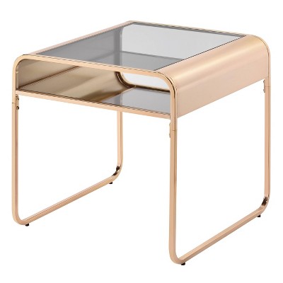 Milrix End Table with Glass Top Gold - miBasics