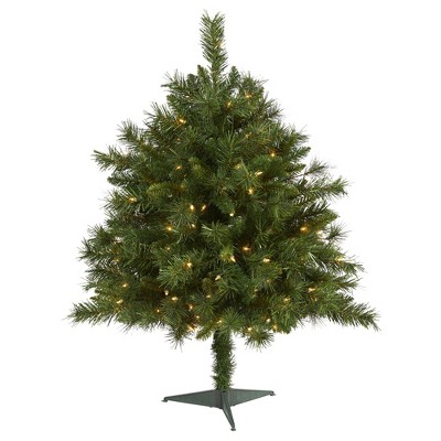 Nearly Natural 3-ft Wyoming Mixed Pine Artificial Christmas Tree with 150 Clear Lights and 270 Bendable Branches