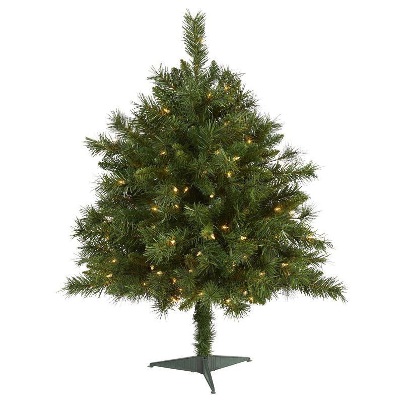Nearly Natural 3-ft Wyoming Mixed Pine Artificial Christmas Tree with 150 Clear Lights and 270 Bendable Branches, 1 of 8