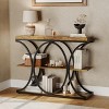 3-Tier Industrial Entryway Table with Semicircular Metal Frame, Open Shelf Console Sofa Table for Living Room, Hallway, Foyer Storage Accent Table - 4 of 4