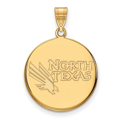 Black Bow Jewelry 14k Yellow Gold North Texas Mean Green NCAA Large Pendant