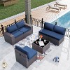 ALAULM 6 Pieces Patio Furniture Set, Rattan Wicker Outdoor Conversation Sets, Outdoor Furniture Sofa Set - 2 of 4
