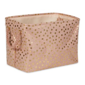 Design Imports Polyester Bin  Dots Gold / Millennial Pink Rectangle Medium 16X10X12 - 1 of 4