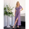 24seven Comfort Apparel Womens Flutter Sleeve Metallic Knit Maxi Dress Front Slit Empire Waist - 4 of 4