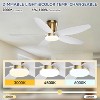 36/42/48 Inches Flush Mount Ceiling Fan with Light,Gold Base with White Blades - 3 of 4