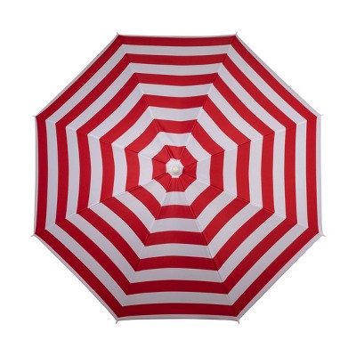 Red and White Striped 5.5 ft Beach Umbrella with Steel Pole