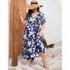 Garvee Women Plus Size V Neck Wrap Maxi Dress High Waist Ruffle Summer Casual Dress with Belt Short Sleeve - 3 of 4
