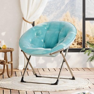 Comfy Oversized Saucer Chair for Adults ¨C Soft Faux Fur Plush Folding Moon Chair, Thick Padded Stable Metal Frame Reading Lounge Chair - 1 of 4