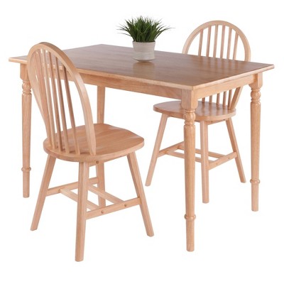 Natural Solid Wood Farmhouse Dining Set with Windsor Chairs