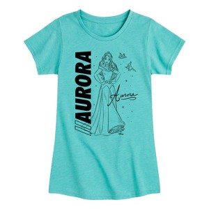 Girls' - Disney Princess - Aurora Sleeping Beauty With Birds Fitted Short Sleeve Graphic T-Shirt - 1 of 4